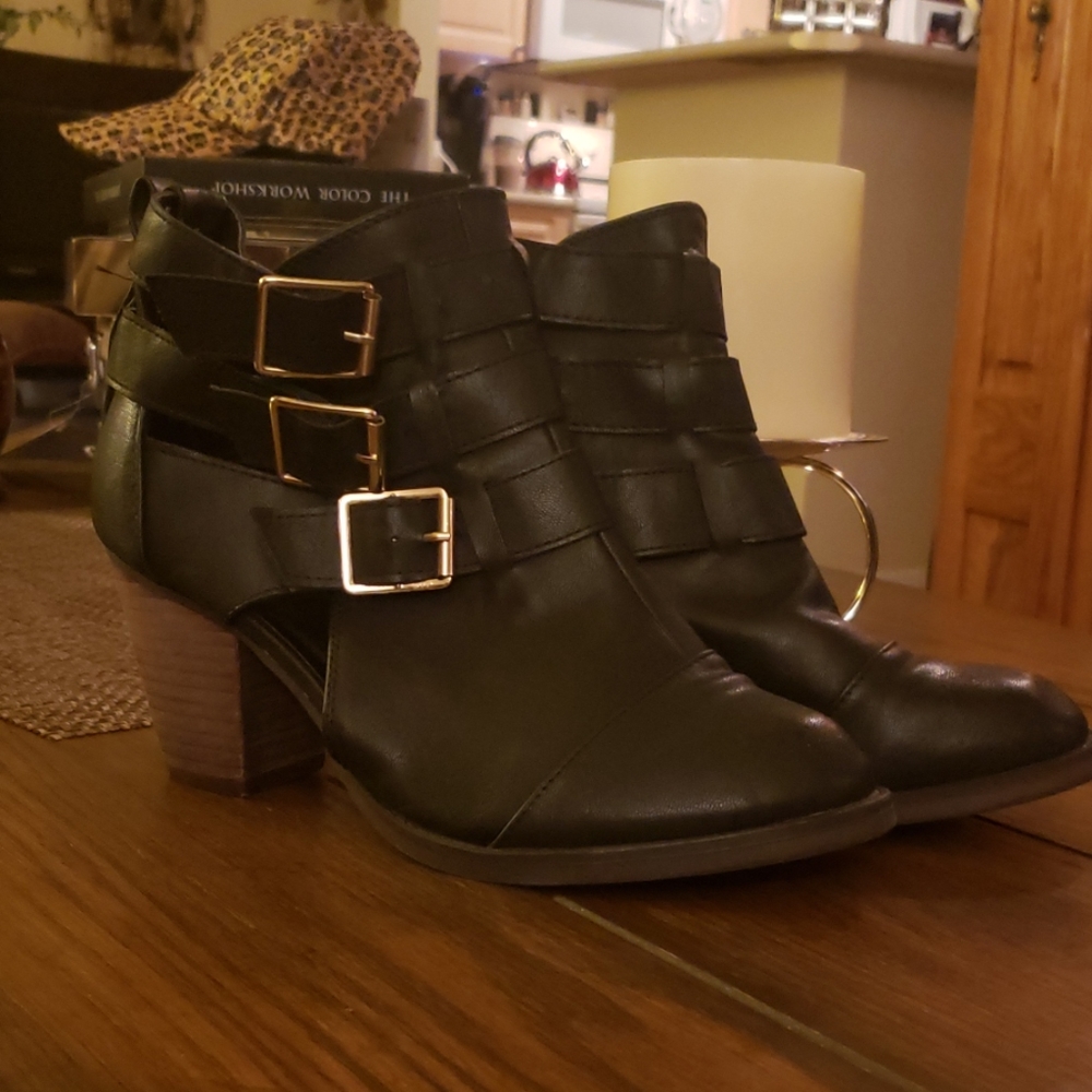 Black Bootie with Buckles on side